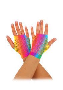 Gloves and Suspenders - Rainbow net gloves  - SHORT